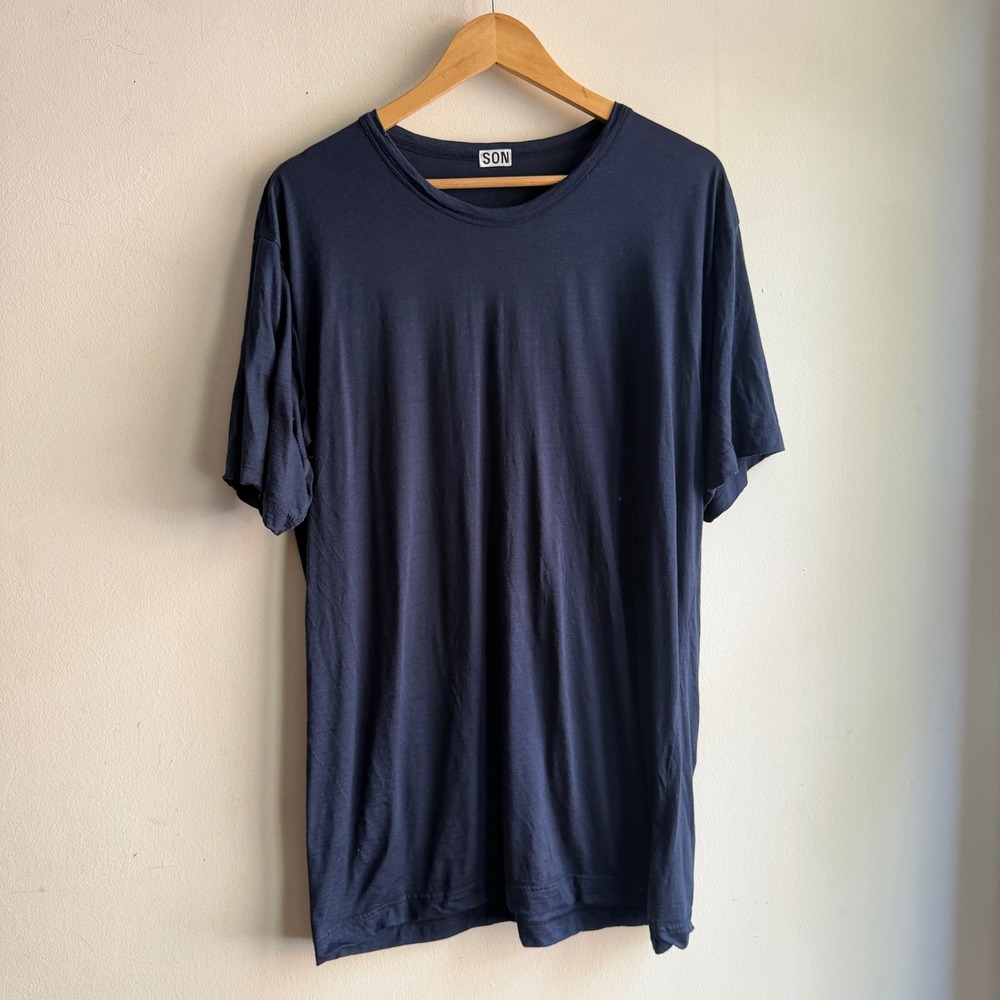 Son of a Tailor Merino Wool T-Shirt Navy Blue XL Gorpcore